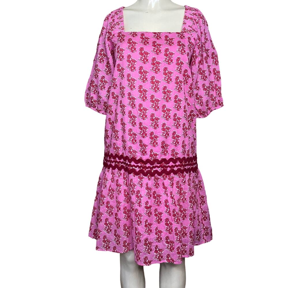 Ro's Garden Hamilton Mini Dress Delfina Pink Red Floral Size Large NWT